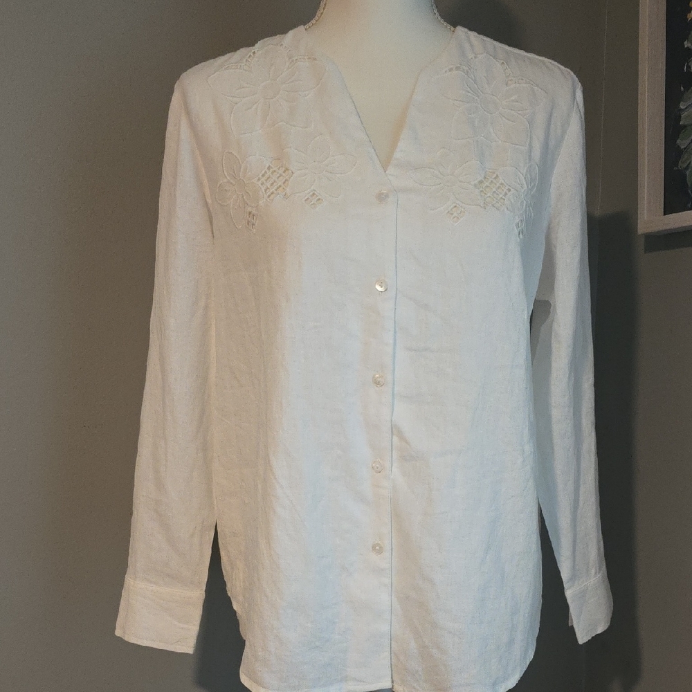 White Floral Blouse NWOT